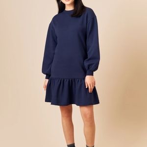 2/$25! Navy Flounce Sweatshirt Dress - Ethical and Sustainable Brand!